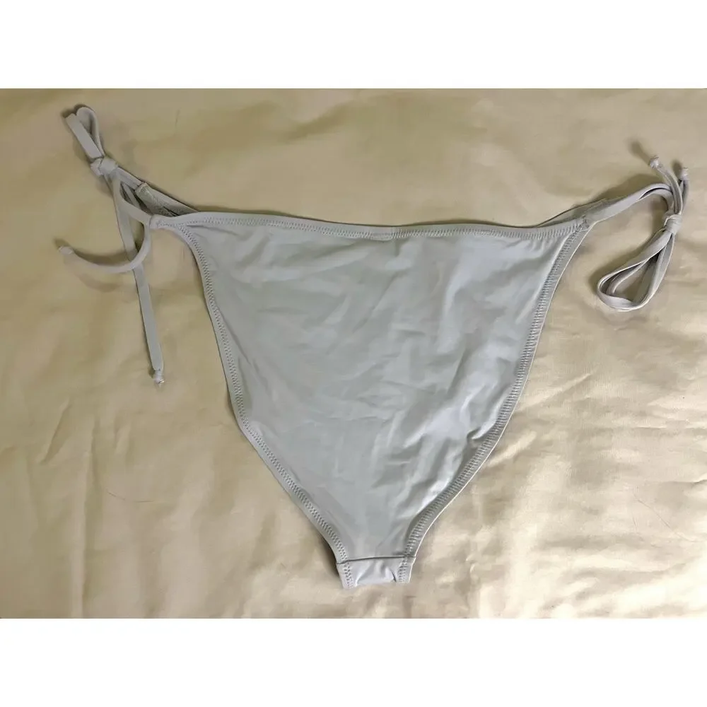 Skims Women's 2X Recycled Swim Dipped Dippy Tie String Bikini Bottoms Chrome NEW